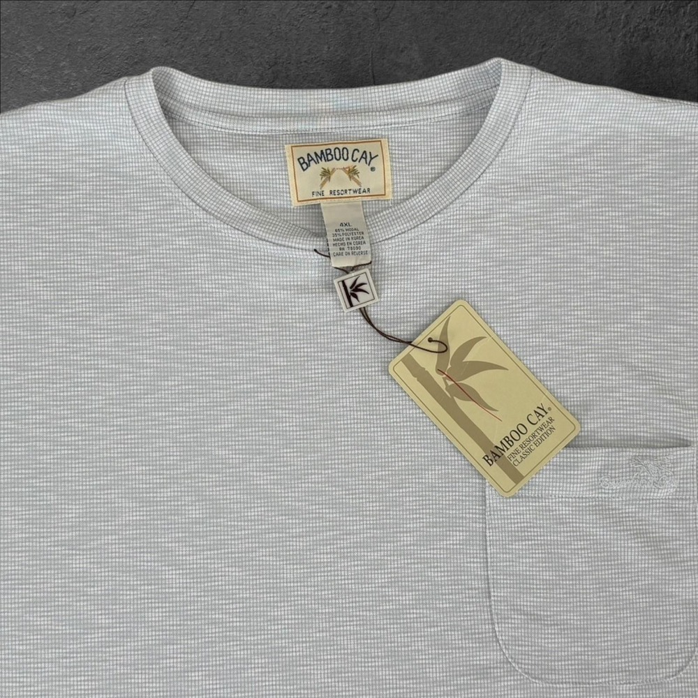 NEW Bamboo Cay Shirt Mens 4XL Cream Modal Knit Resort Pocket Tee